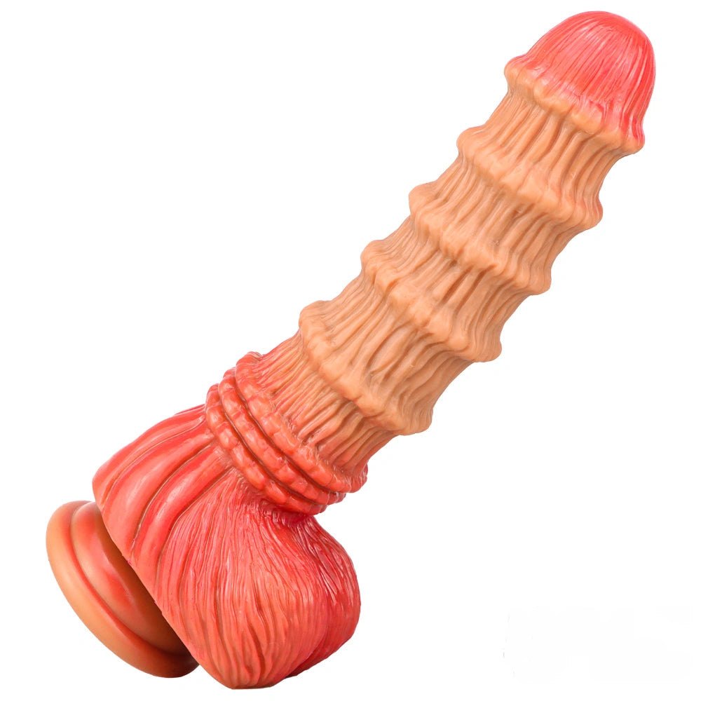 Bamboo textured liquid silicone fantasy dildo, photo 4