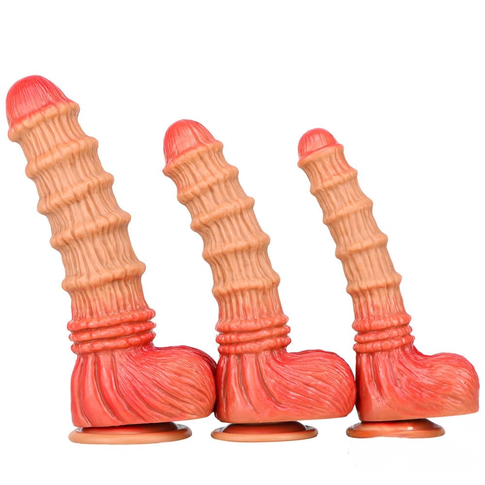 Bamboo textured liquid silicone fantasy dildo, photo 5