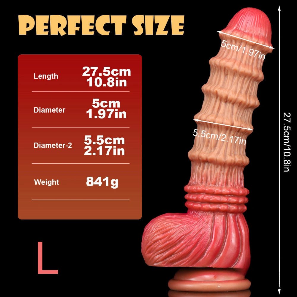Bamboo textured liquid silicone fantasy dildo, photo 6