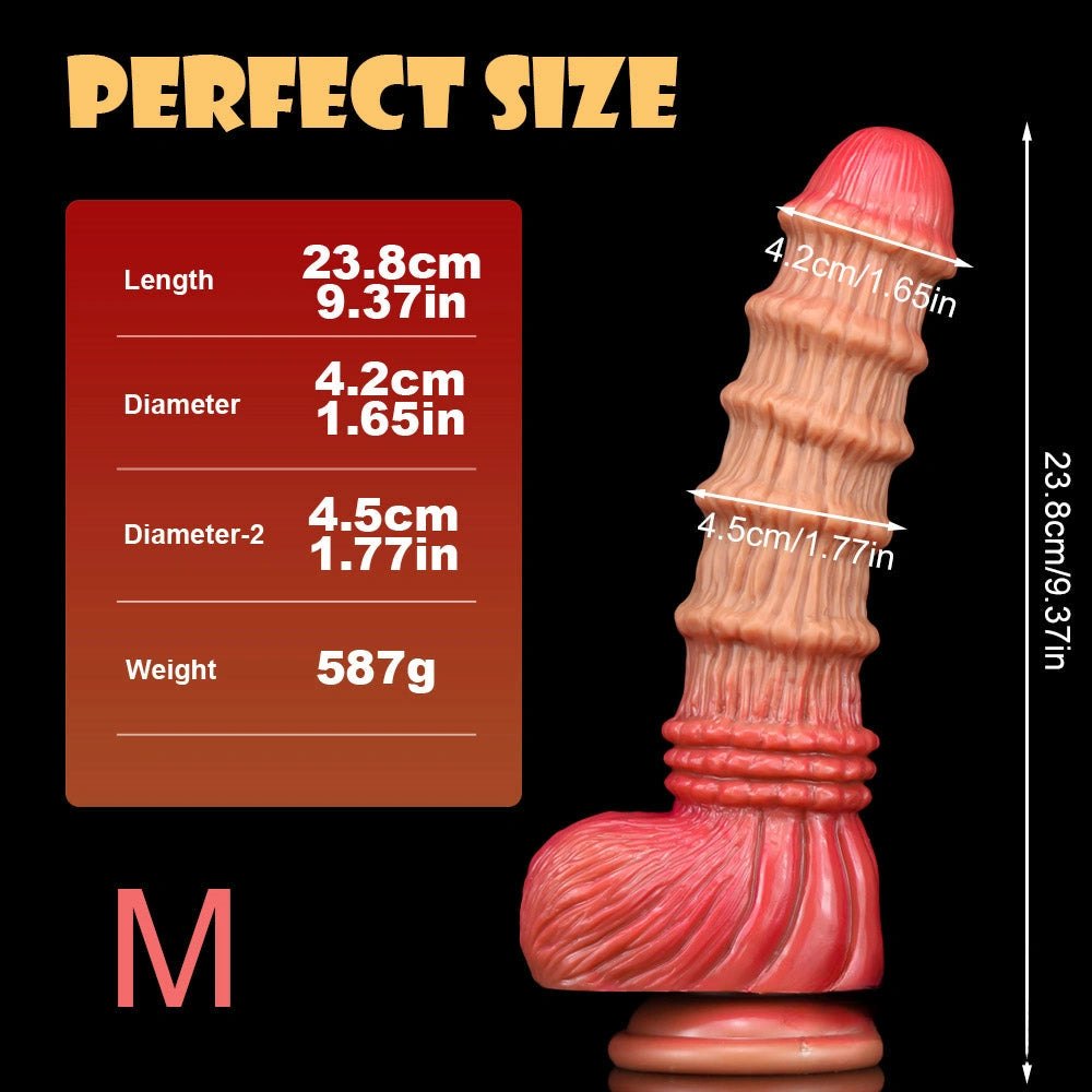 Bamboo textured liquid silicone fantasy dildo, photo 7