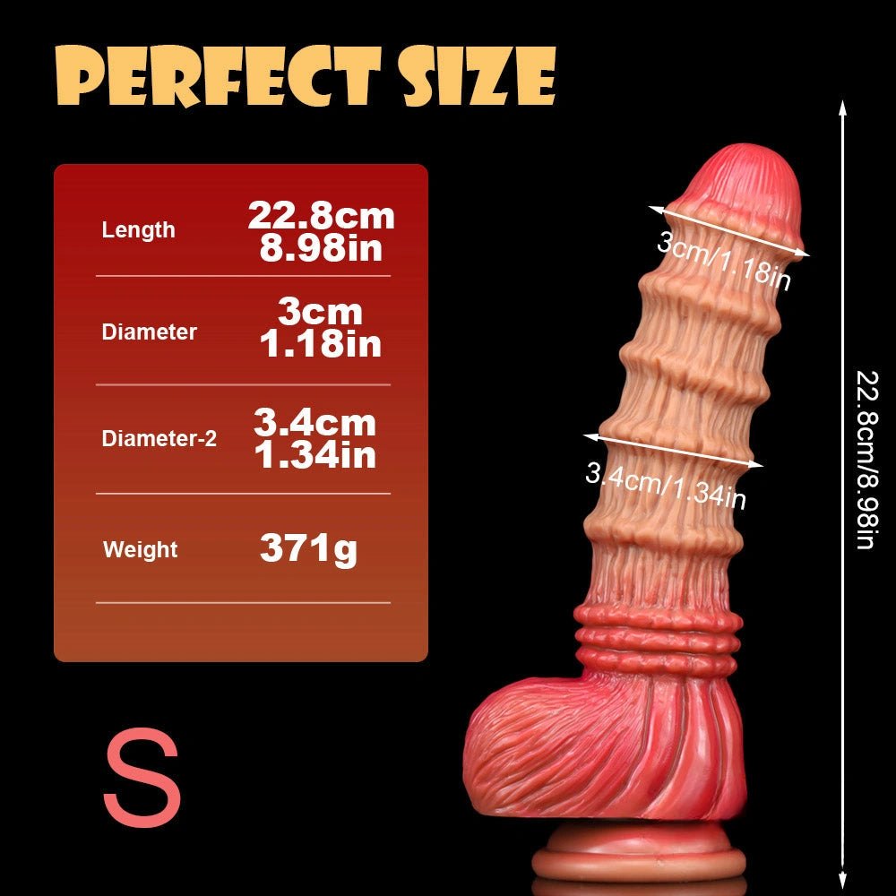 Bamboo textured liquid silicone fantasy dildo, photo 8