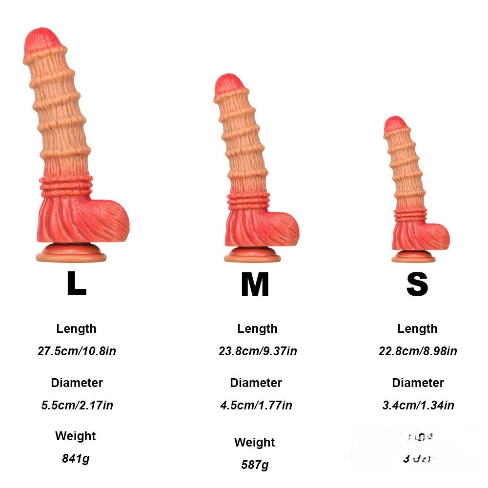 Bamboo textured liquid silicone fantasy dildo, photo 9