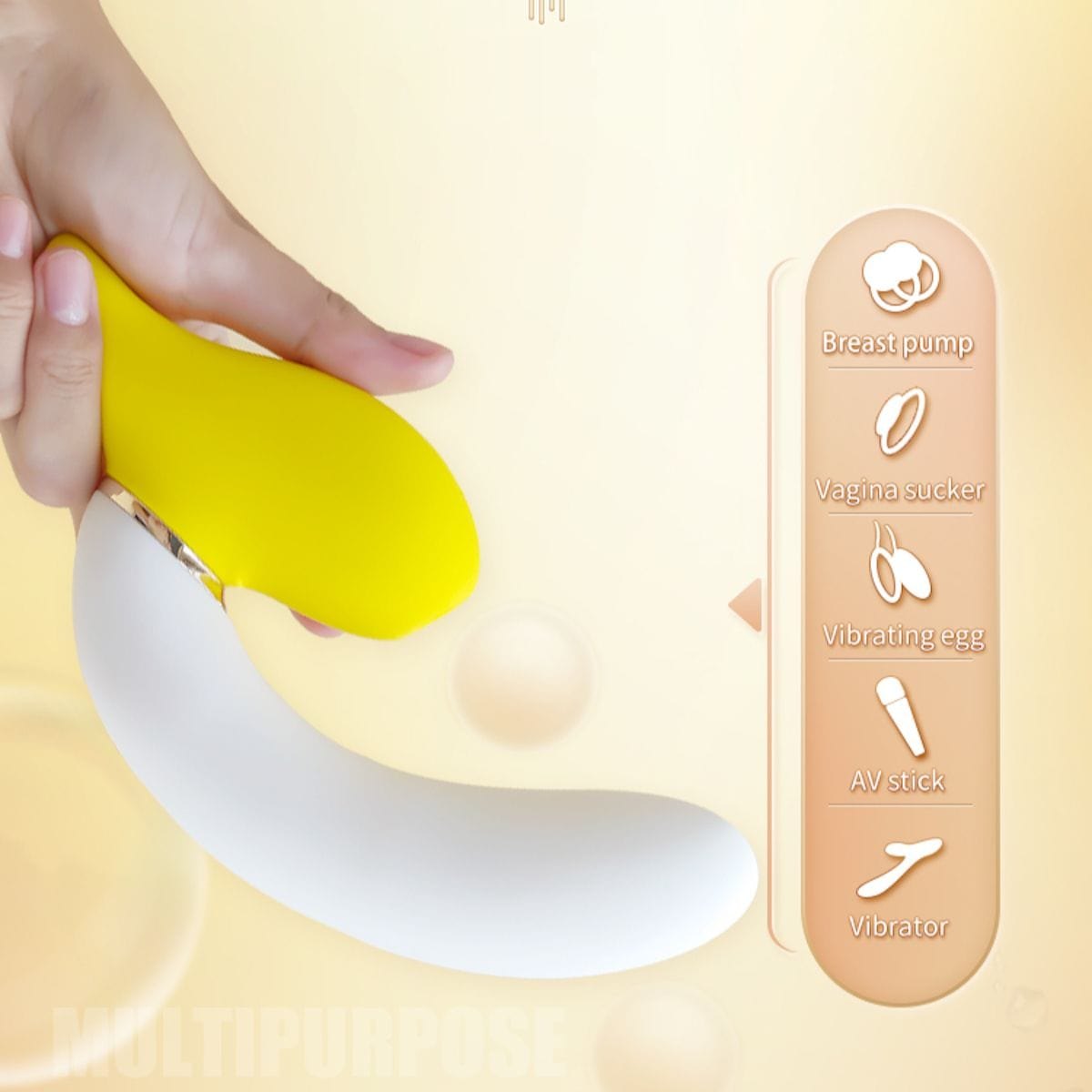 Yellow and white banana shaped dual stim rabbit vibrator, photo 2