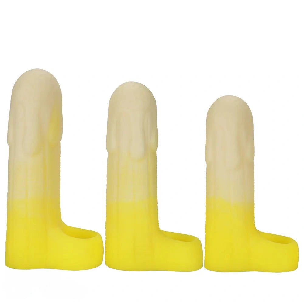 Yellow banana shaped hollow silicone sleeve, photo 1