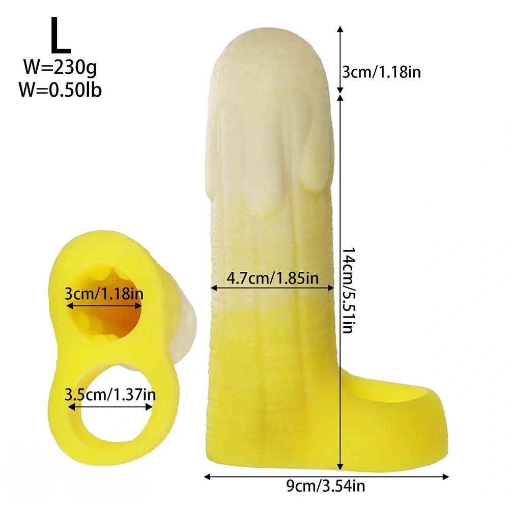 Yellow banana shaped hollow silicone sleeve, photo 16