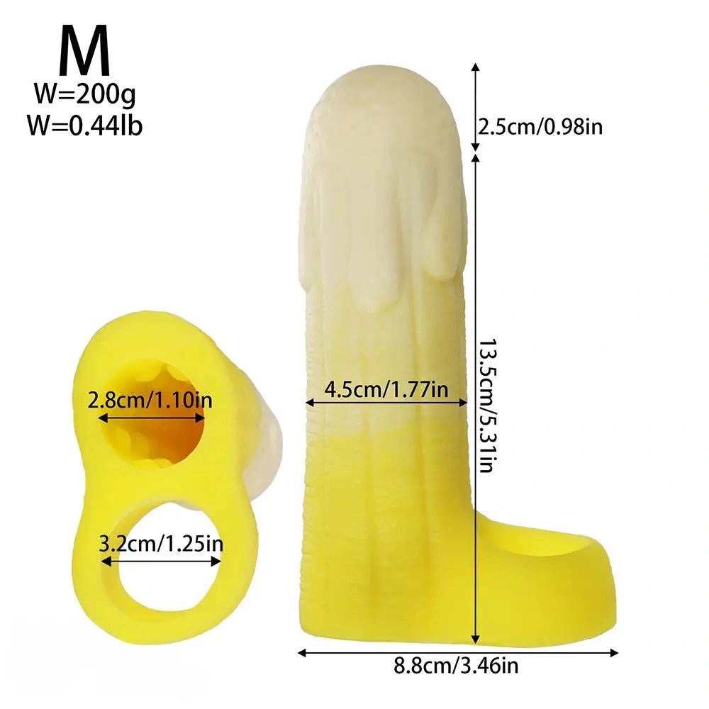 Yellow banana shaped hollow silicone sleeve, photo 17