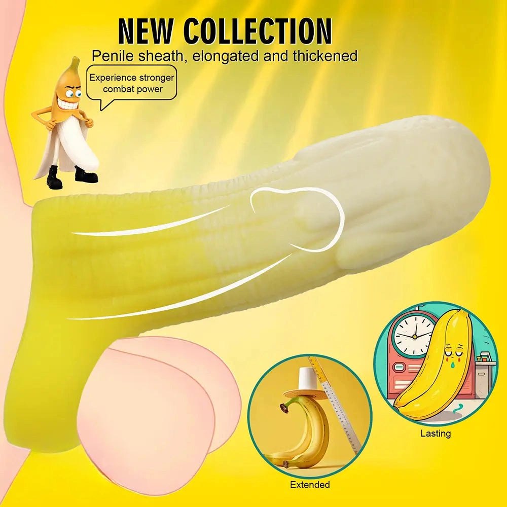 Yellow banana shaped hollow silicone sleeve, photo 3