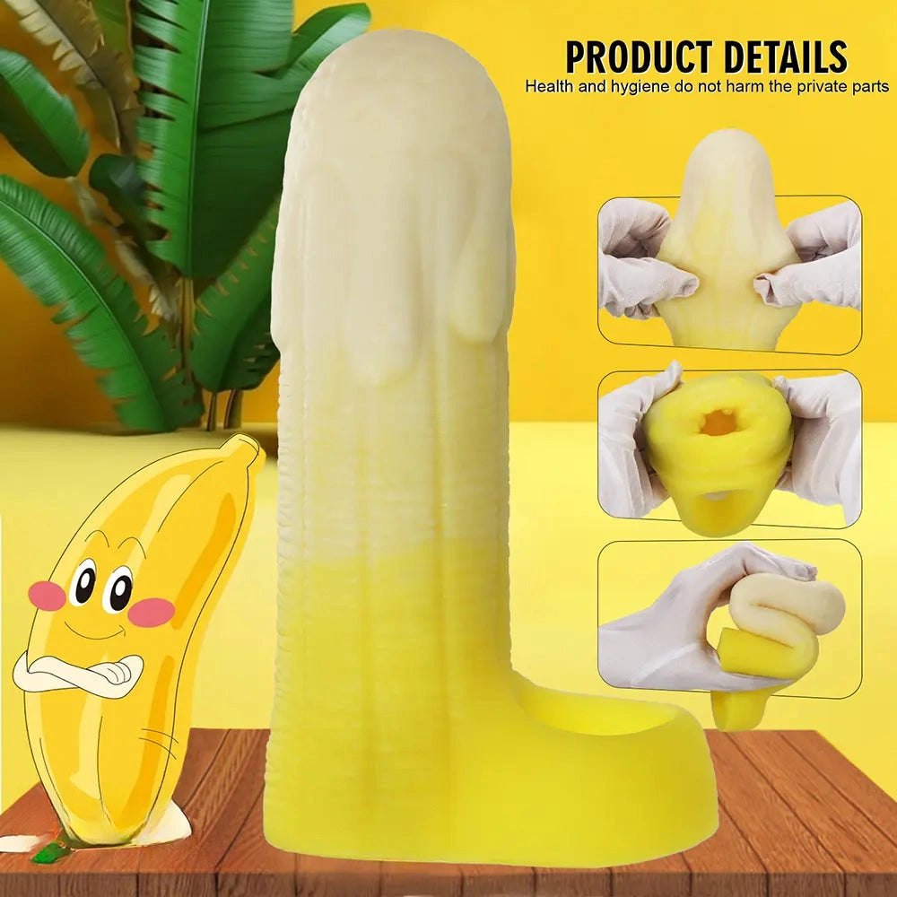 Yellow banana shaped hollow silicone sleeve, photo 6