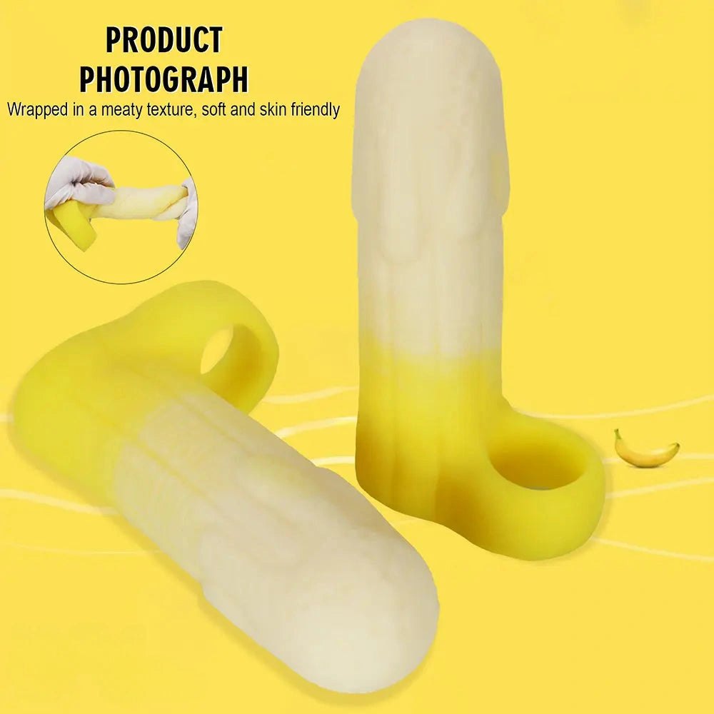 Yellow banana shaped hollow silicone sleeve, photo 8