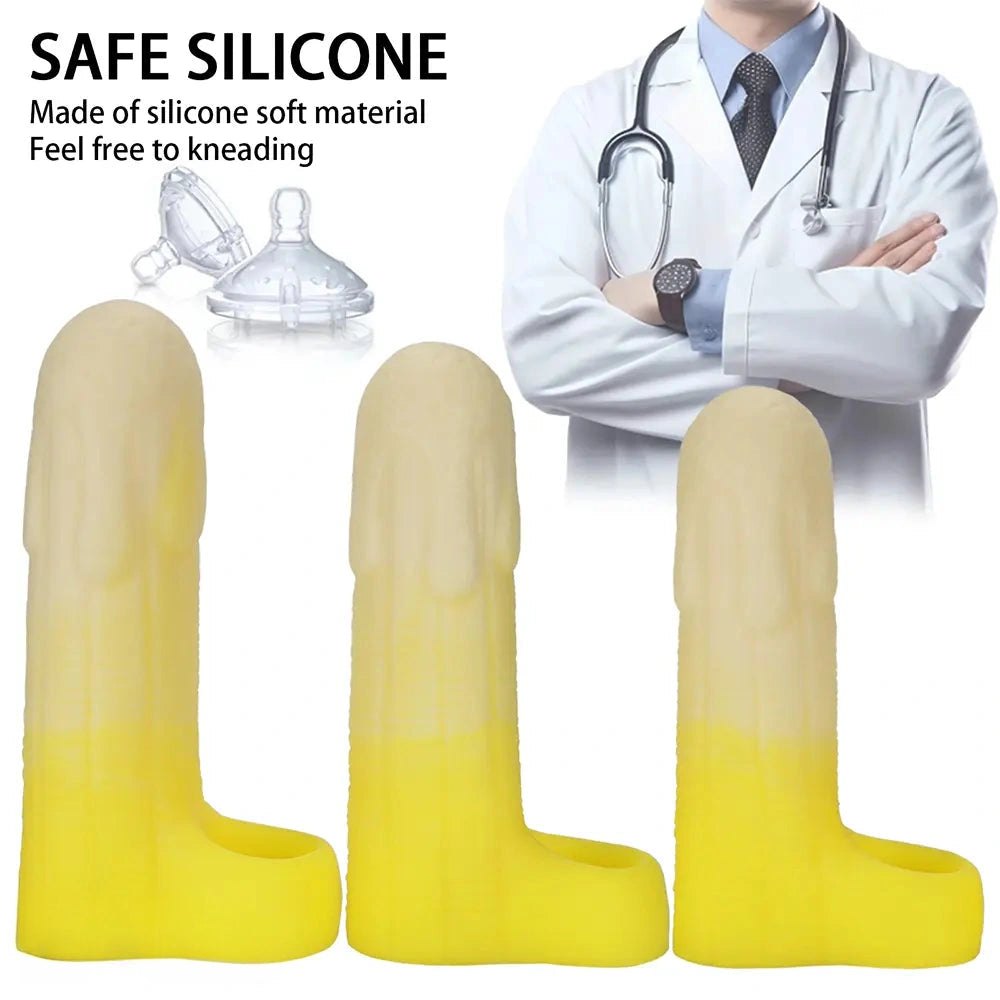Yellow banana shaped hollow silicone sleeve, photo 9