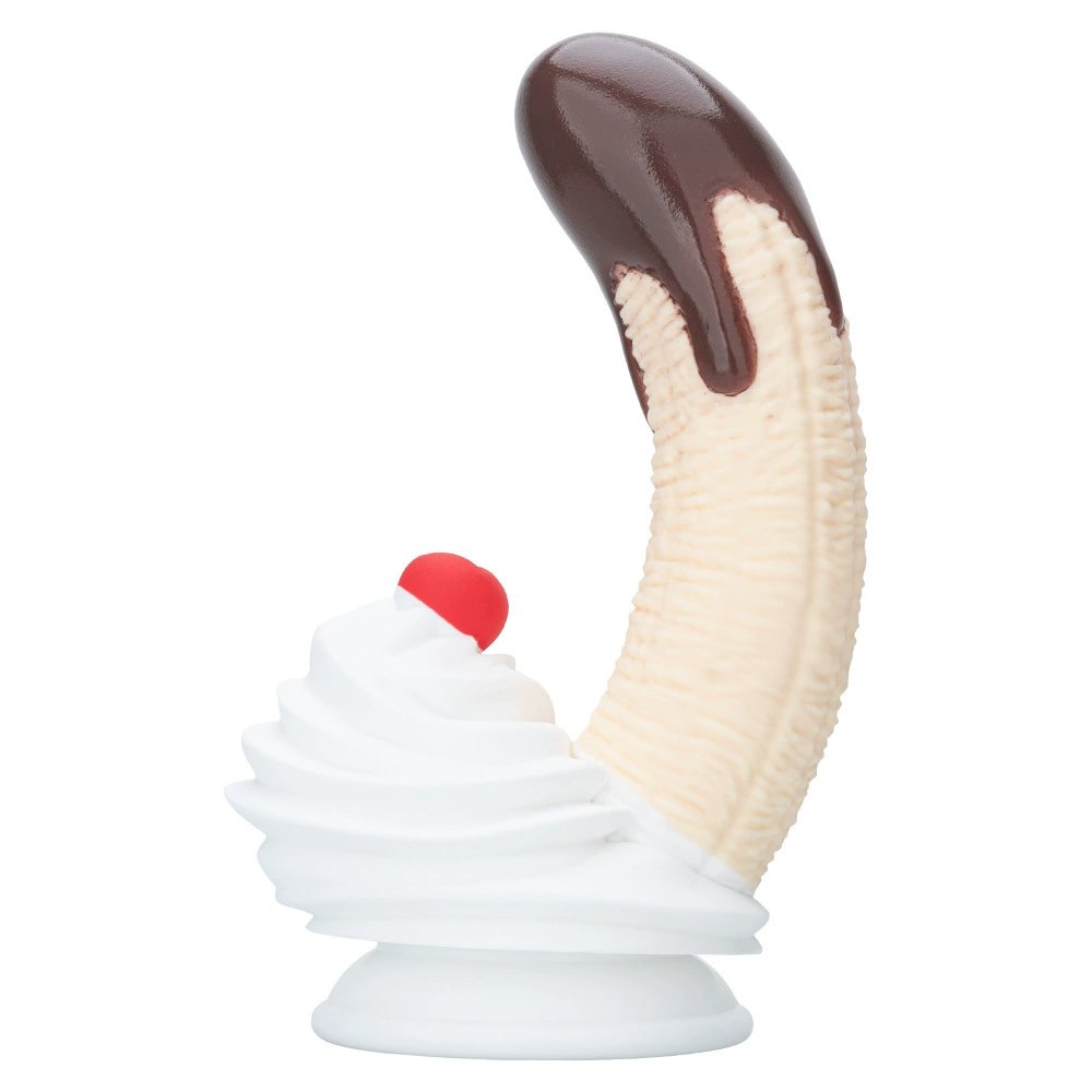 White and brown banana split silicone dildo, photo 1