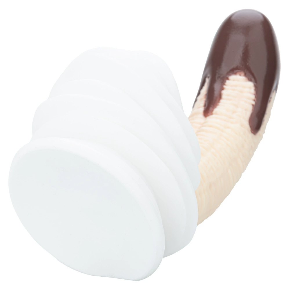 White and brown banana split silicone dildo, photo 11