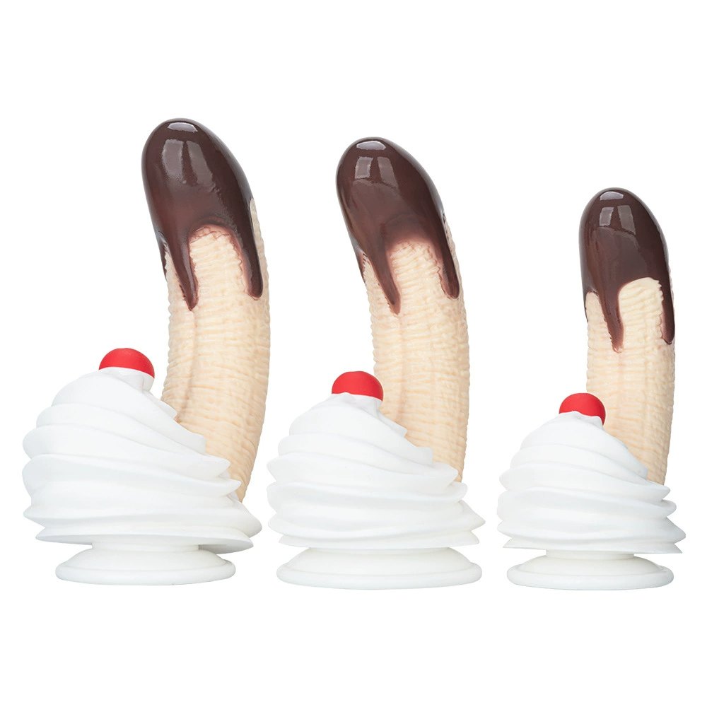 White and brown banana split silicone dildo, photo 2