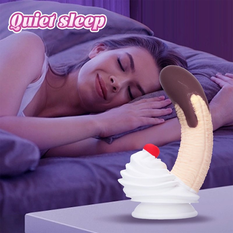 White and brown banana split silicone dildo, photo 4