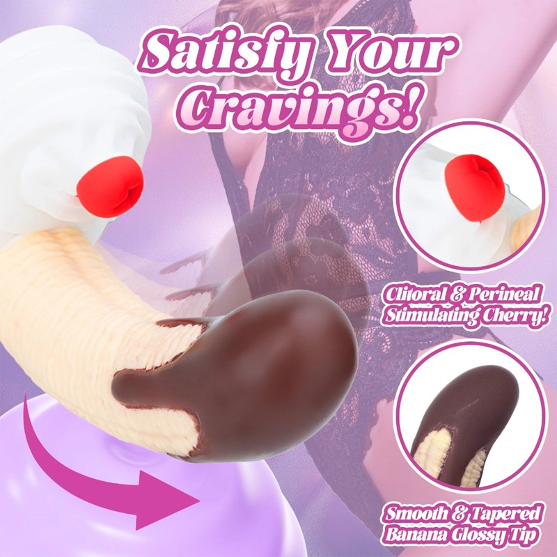 White and brown banana split silicone dildo, photo 5