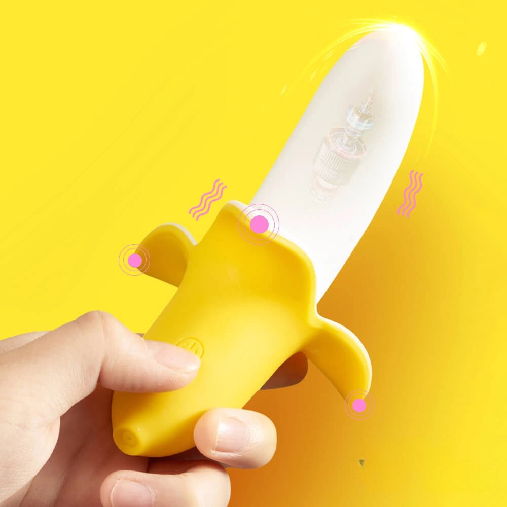 Yellow and white banana vibrating dildo, photo 1