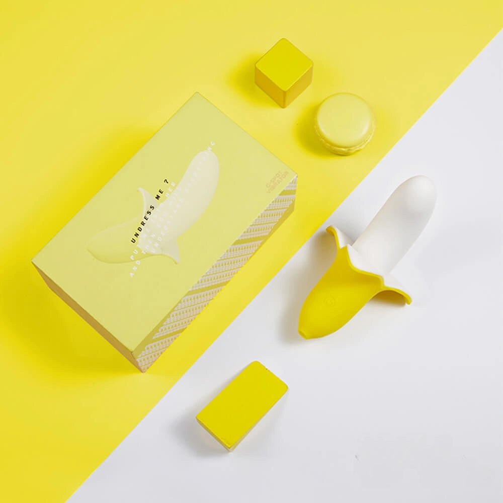 Yellow and white banana vibrating dildo, photo 10