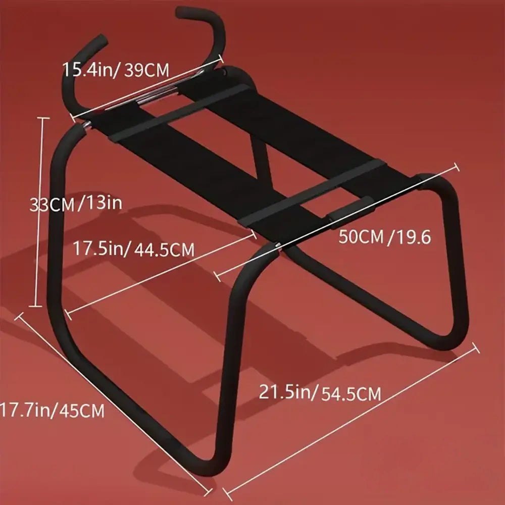 Black metal bdsm bench with cushioned armrests, photo 6