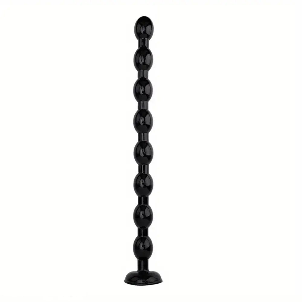 Black beaded pvc anal chain dildo