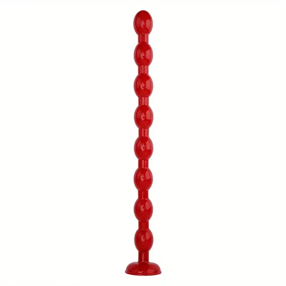 Red beaded pvc anal chain dildo