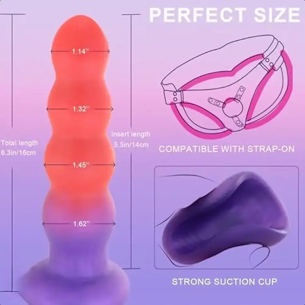 Beaded silicone anal training dildo, photo 3
