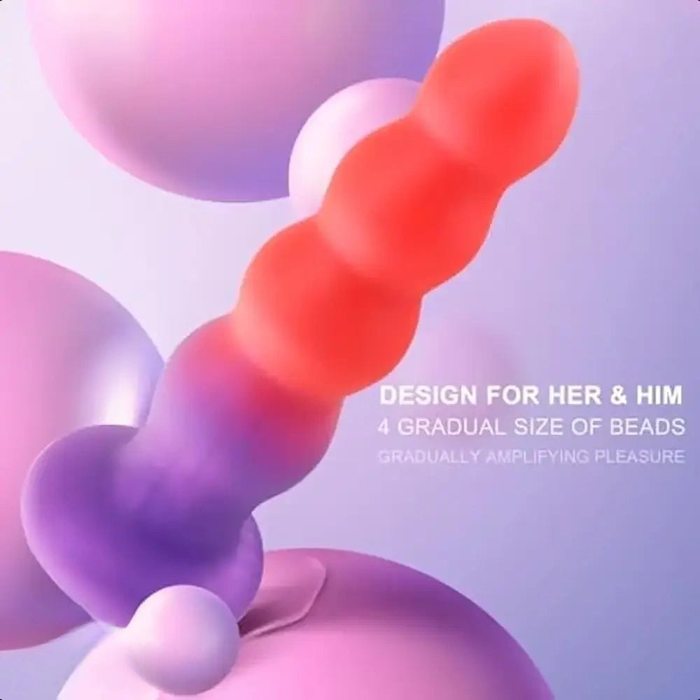 Beaded silicone anal training dildo, photo 5