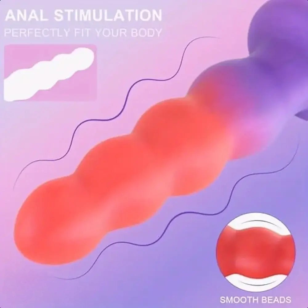 Beaded silicone anal training dildo, photo 6