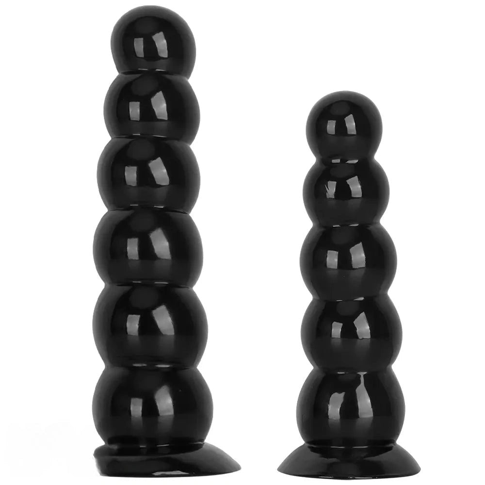 Black beaded anal dildo, photo 1