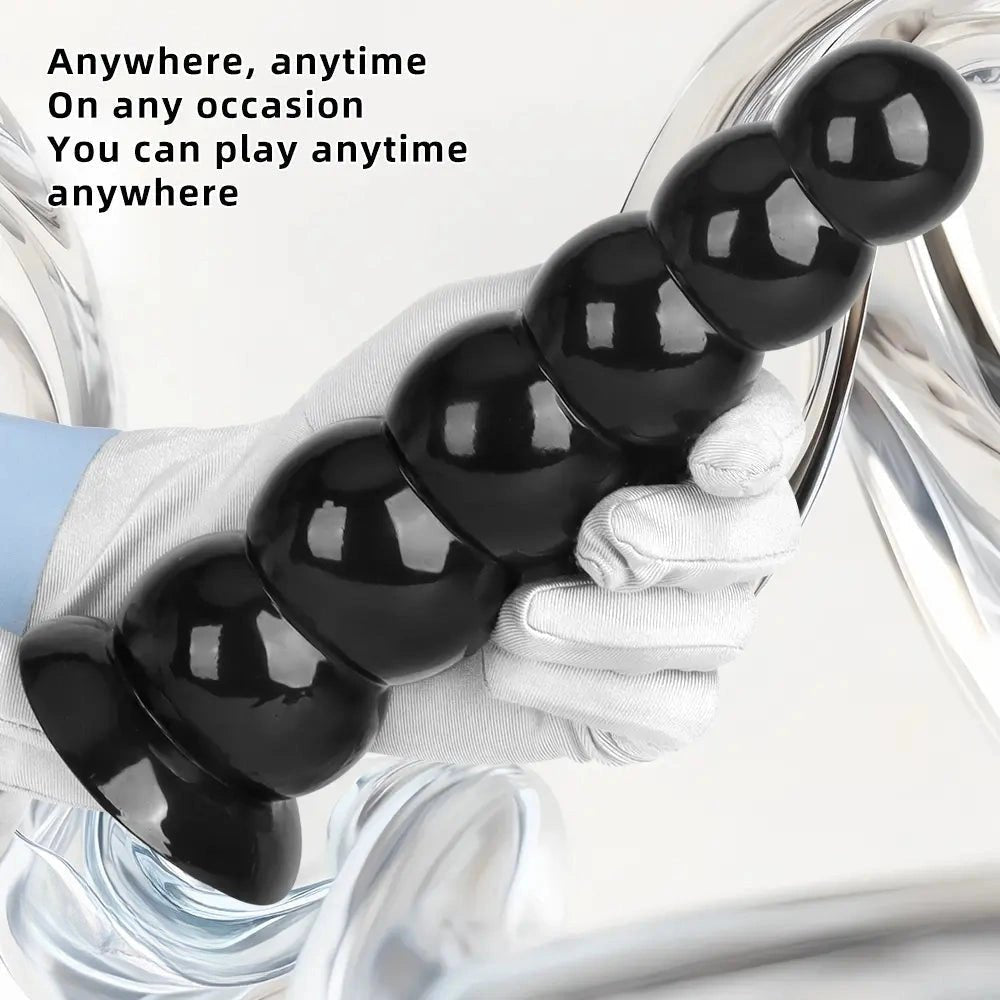 Black beaded anal dildo, photo 5