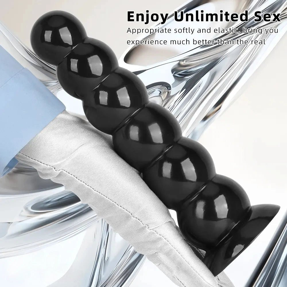Black beaded anal dildo, photo 8