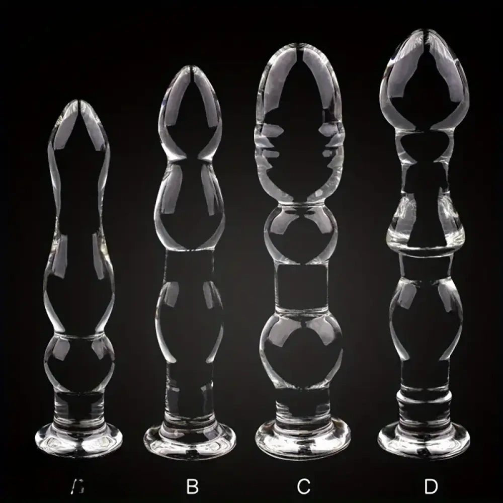 Clear beaded glass dildo, photo 1