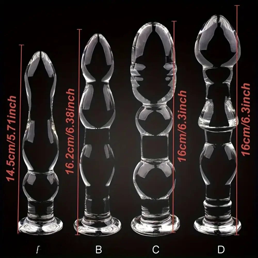 Clear beaded glass dildo, photo 2