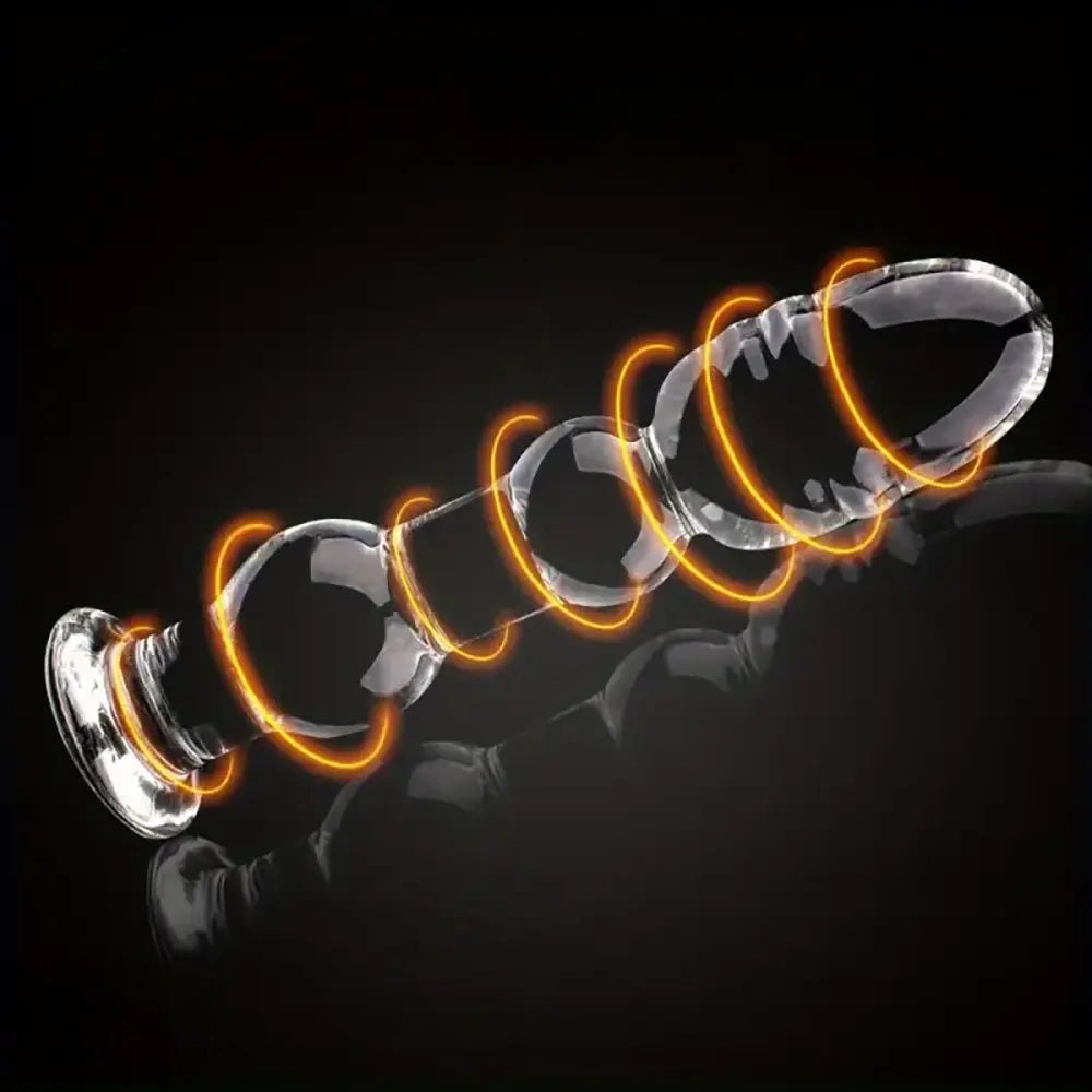 Clear beaded glass dildo, photo 8