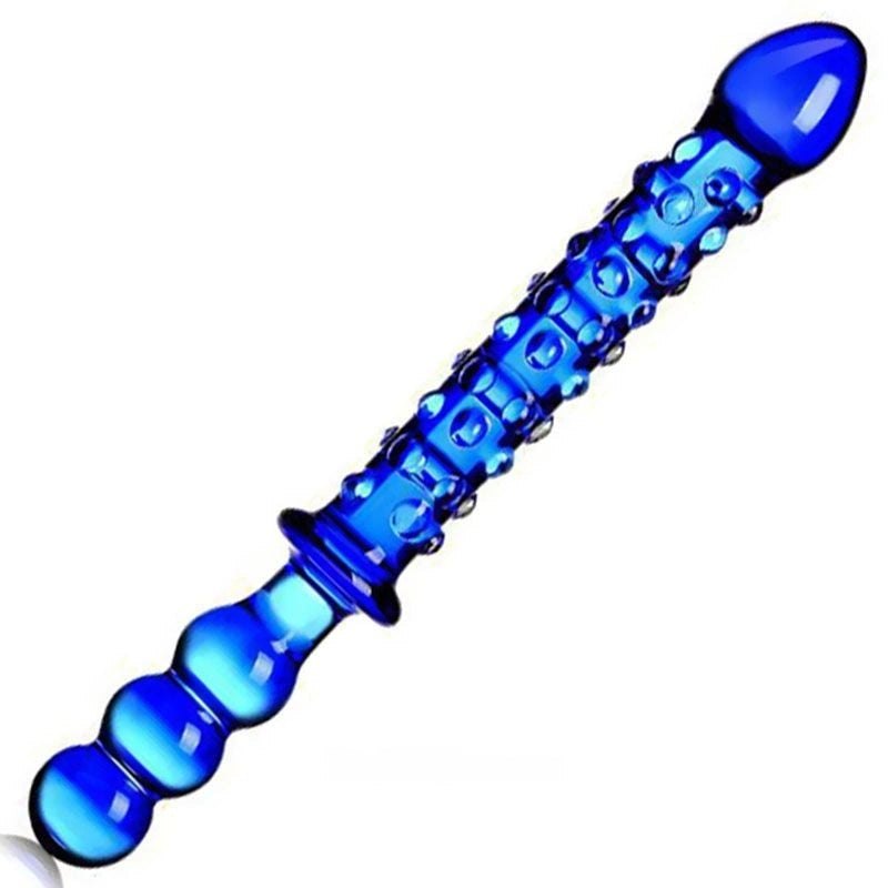 Blue beaded glass dildo, photo 1