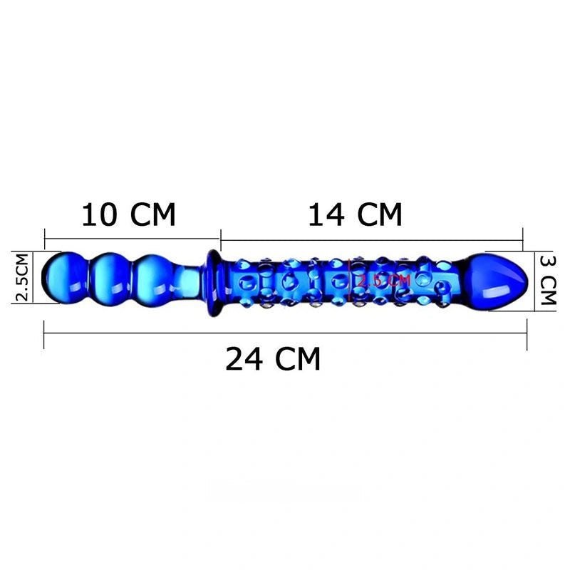Blue beaded glass dildo, photo 3