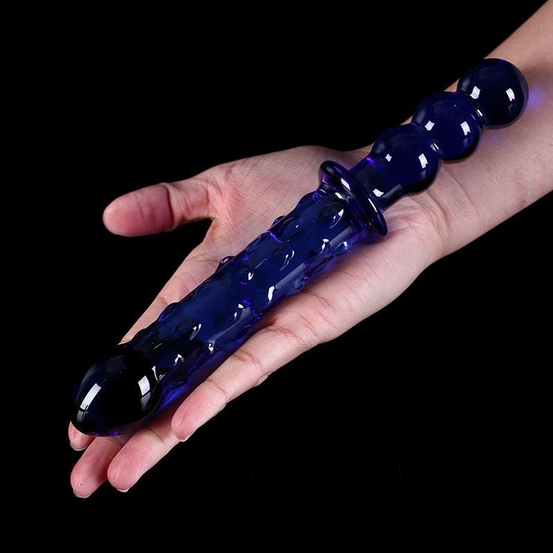 Blue beaded glass dildo, photo 4