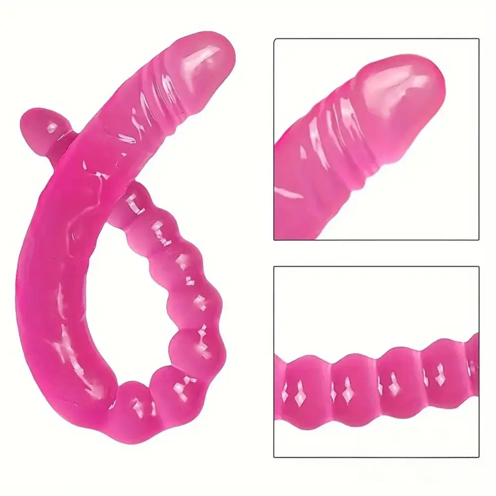 Rose red double ended beaded dildo, photo 3