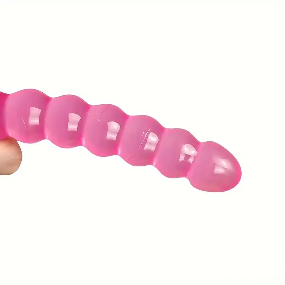 Rose red double ended beaded dildo, photo 5