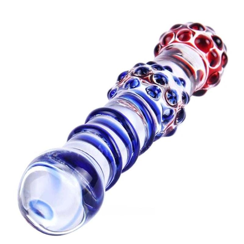 Clear glass beaded spiral dildo, photo 1