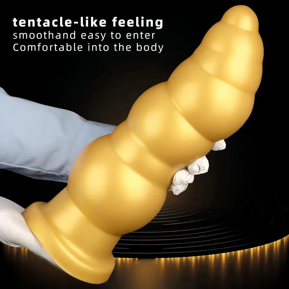 Gold beaded anal plug with small head, photo 8