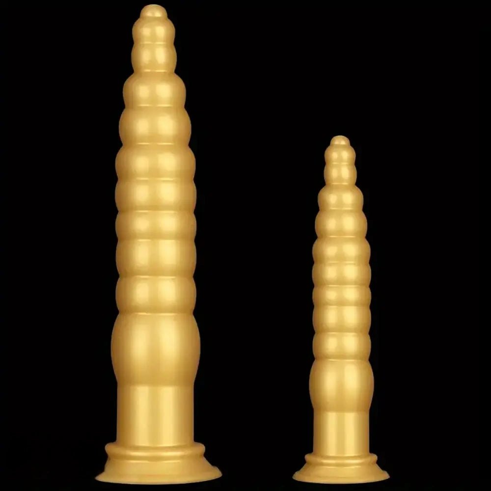 Gold beaded silicone anal probe, photo 1