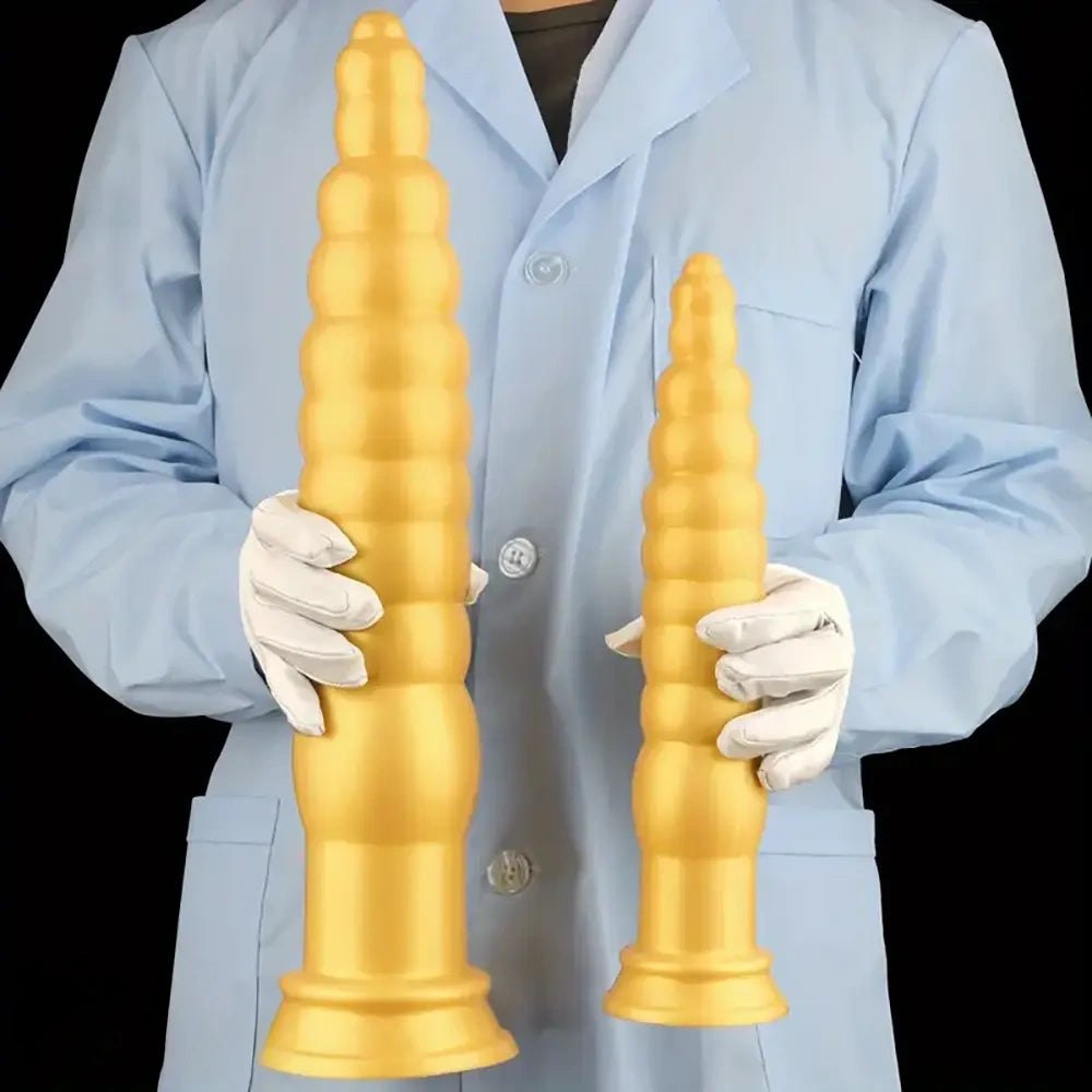 Gold beaded silicone anal probe, photo 12