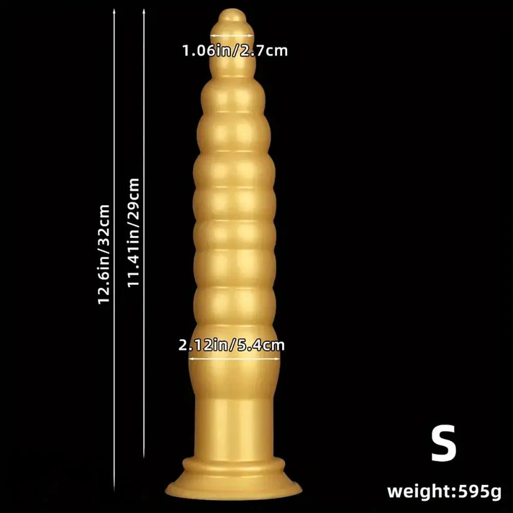 Gold beaded silicone anal probe, photo 2