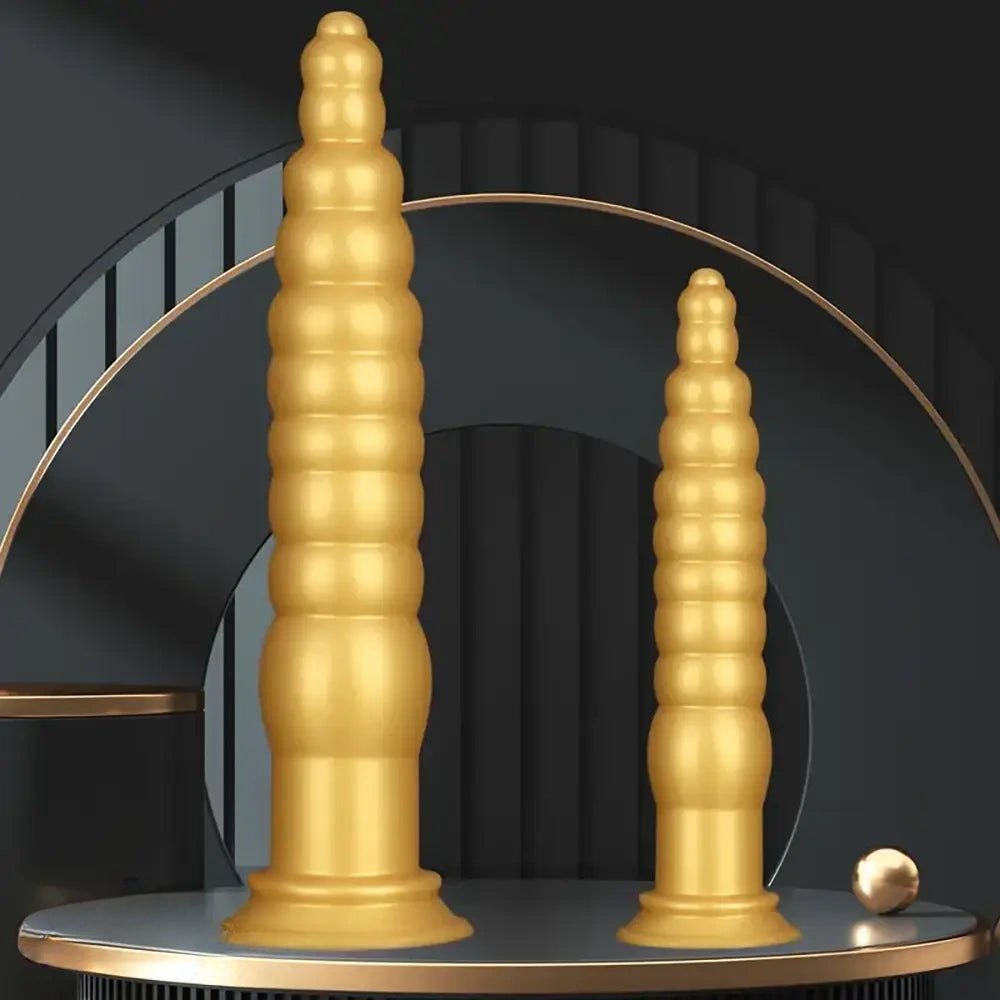 Gold beaded silicone anal probe, photo 3
