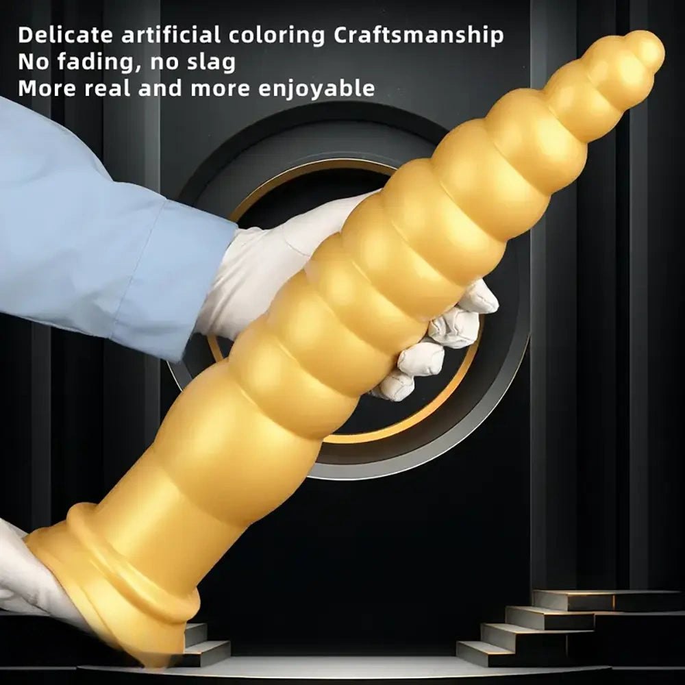 Gold beaded silicone anal probe, photo 6