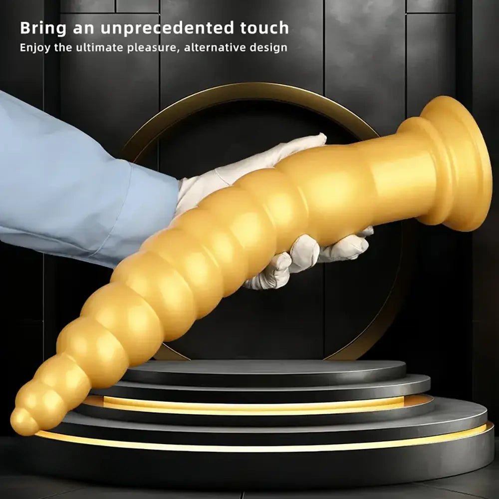 Gold beaded silicone anal probe, photo 9