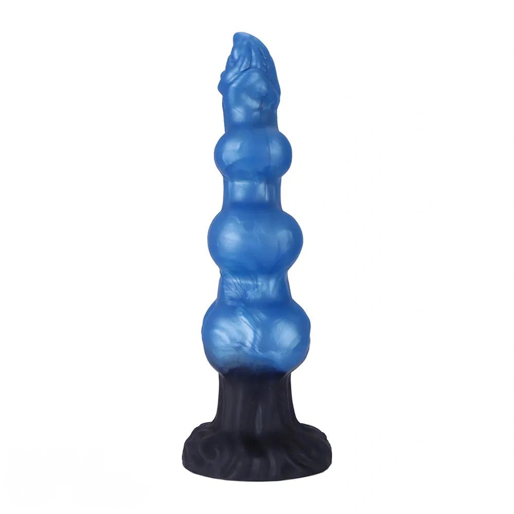 Blue silicone knot style animal dildo, photo 1