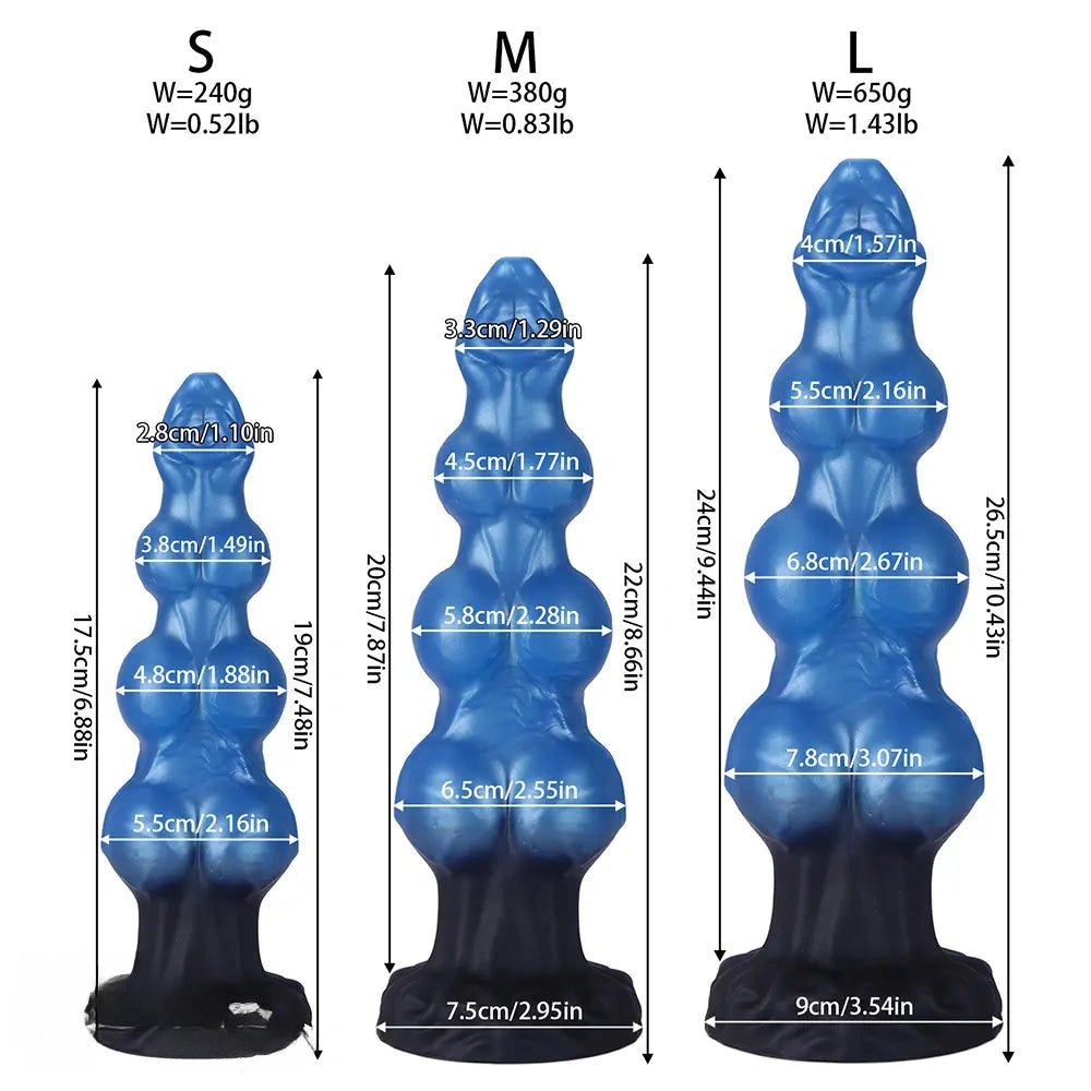 Blue silicone knot style animal dildo, photo 12