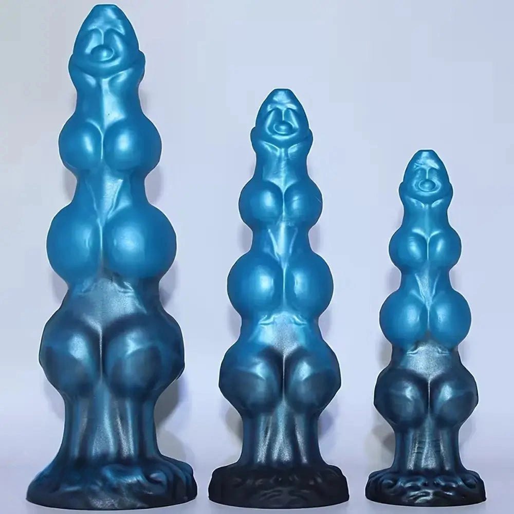 Blue silicone knot style animal dildo, photo 3
