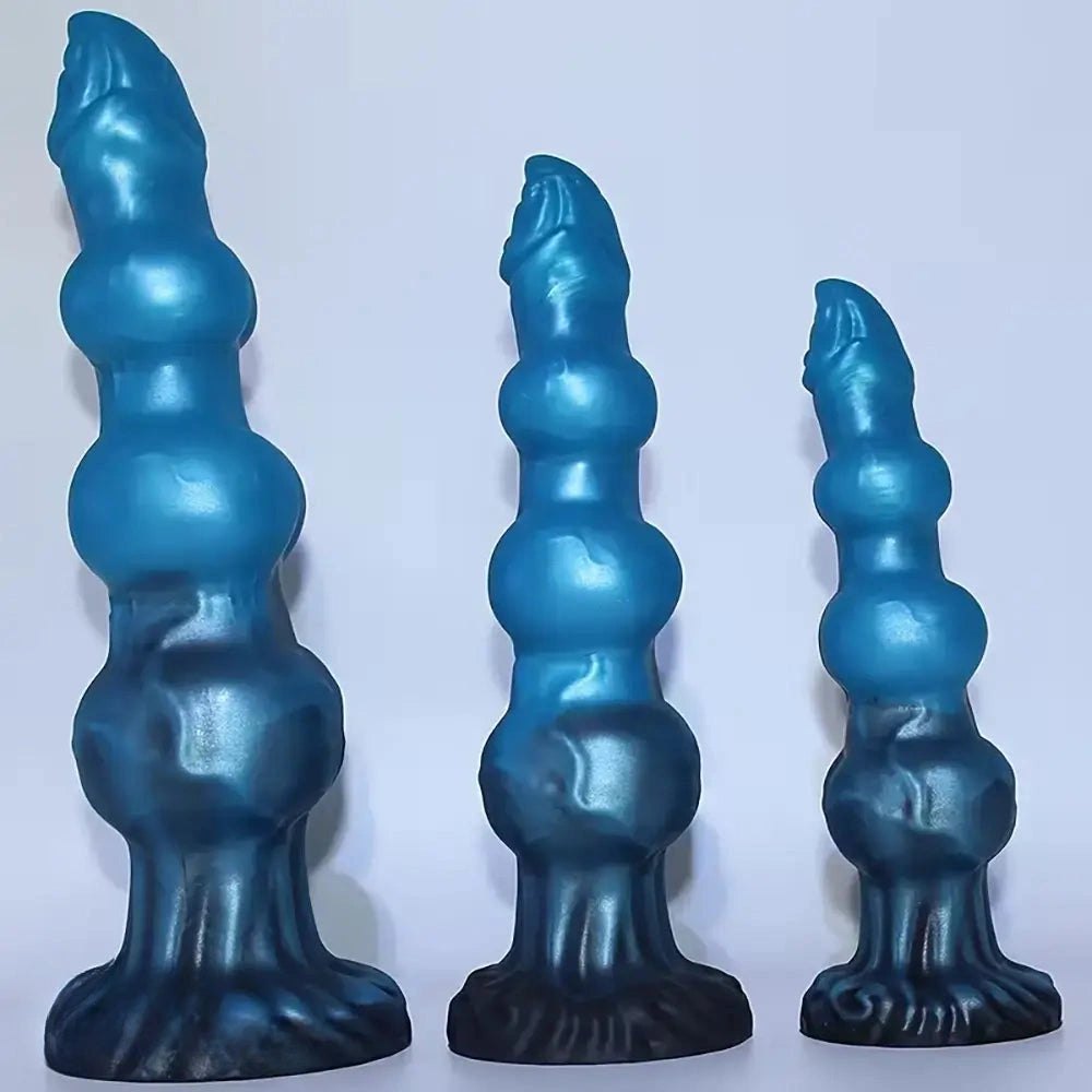 Blue silicone knot style animal dildo, photo 4